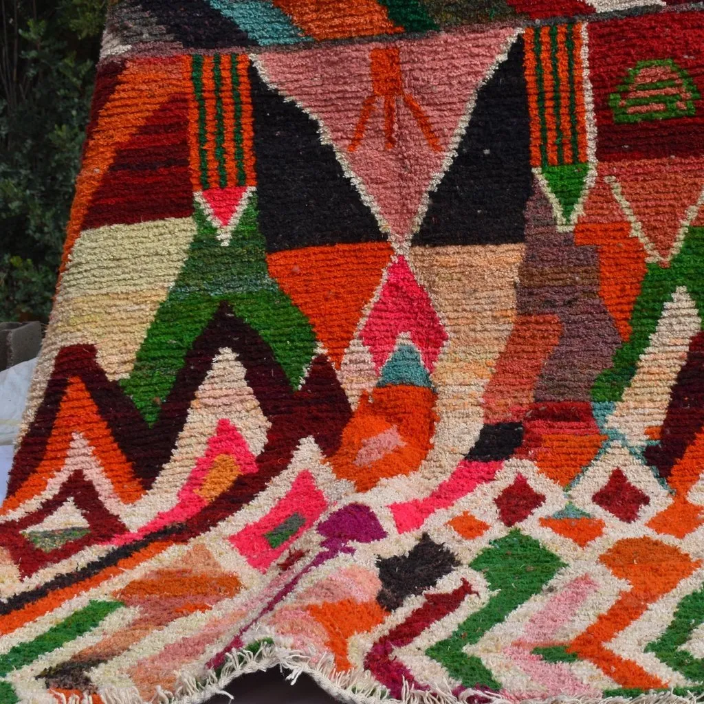 ACHKID | 8x5'5 Ft | 243x177 cm | Moroccan Colorful Rug | 100% wool handmade